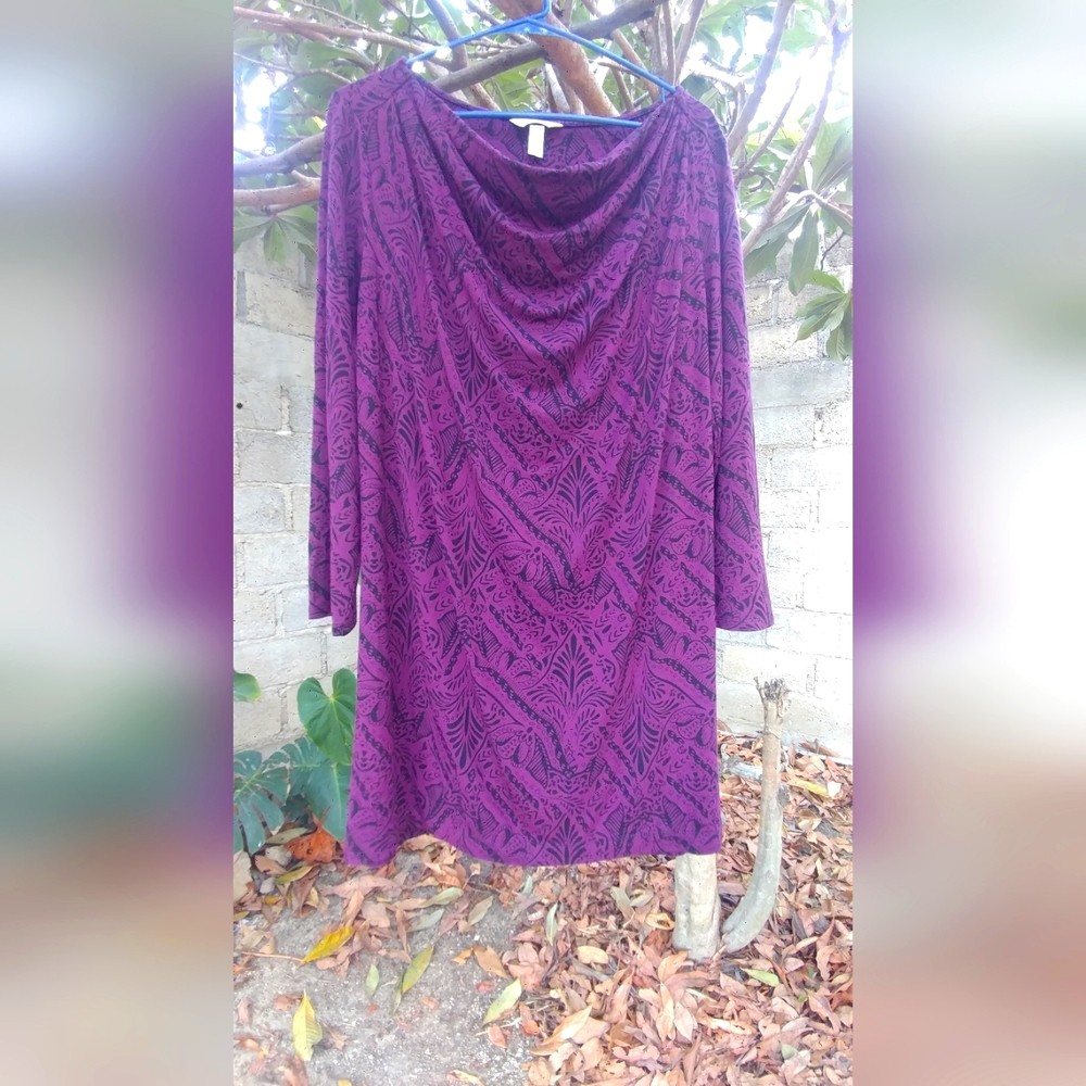 Women's Purple and Black Pattern Tunic Soma brand Size Medium